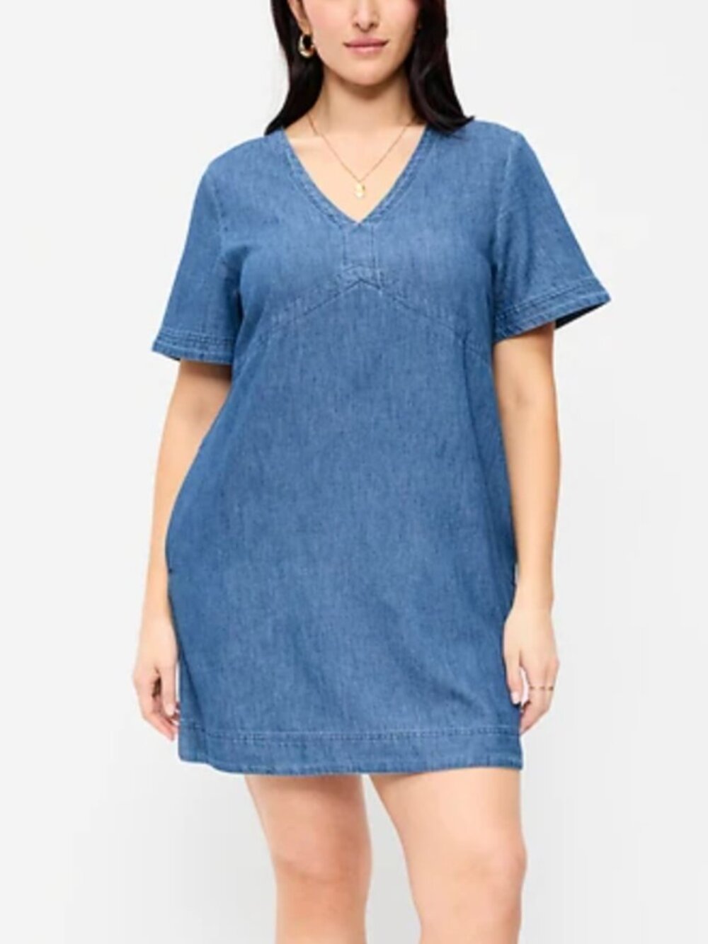 Old Navy Short-Sleeve Denim Mini Shift Dress (3X)